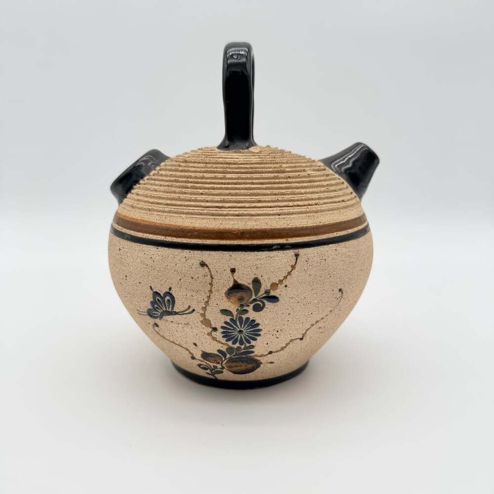 Tepetate Gto Mex Pottery Teapot Hand Painted Folk Art 6.5" Floral